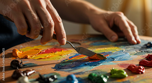 Painter Mixing Colors.