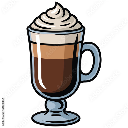 Hot beverage topped with cream vector graphic