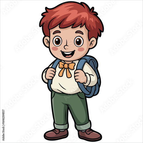 Wallpaper Mural Schoolboy with backpack vector illustration white background Torontodigital.ca