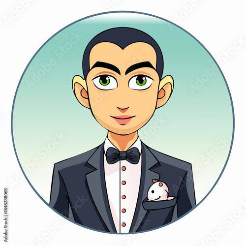 elegant gentleman with elongated limbs, monocle, and bird-tie accessory – refined vector for formal events, invitations, and upscale branding