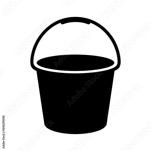 Isolated Black Bucket Icon Simple Design Vector Illustration Perfect for Gardening Cleaning and Construction Projects with Classic Appeal