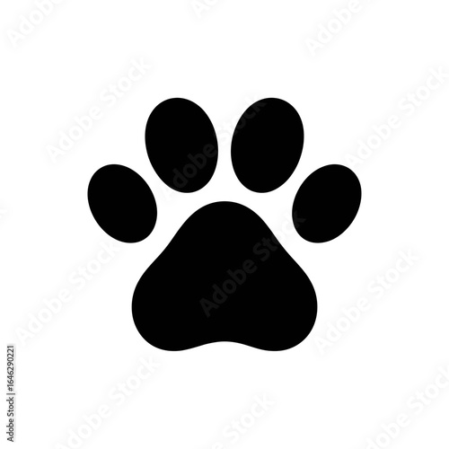 Simple black paw print illustration on white background ideal for pet related designs animal themes and symbolic uses for websites banners posters