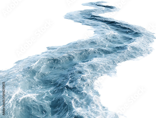 Abstract 3D Render of a Winding River or Stream, Blue Water Texture, Nature Background