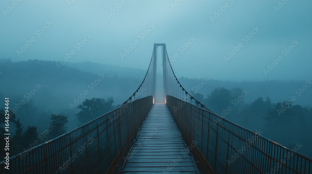 Obraz premium Cinematic Suspension Bridge Scene