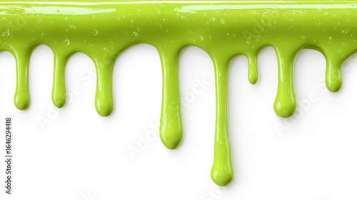 Vivid Green Slime Dripping from Top Isolated