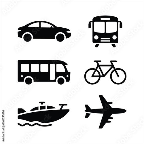 Transportation and vehicle icon set featuring vector