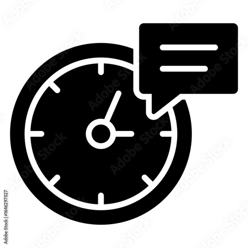 response time glyph icon with clock and chat bubble symbolizing quick communication