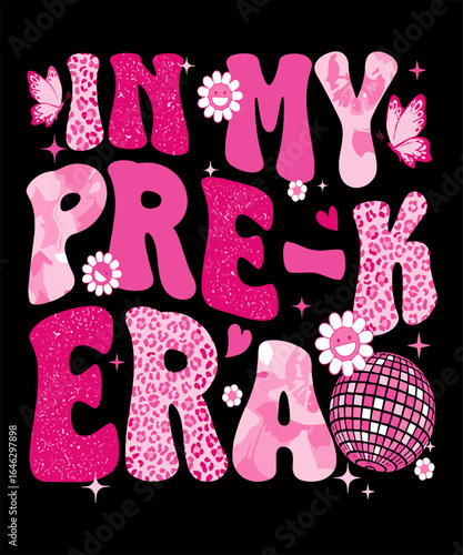 Make the Pre-k design the highlight of your child's wardrobe. This playful and energetic design is perfect as a first day of Pre-k design for 1st day