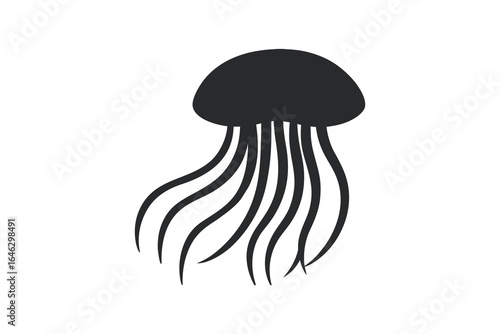 Simple black jellyfish icon on white background illustration silhouette