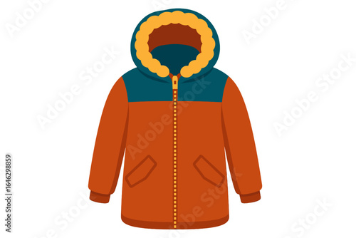 Colorful winter parka jacket with hood and front pockets parka coat zipped