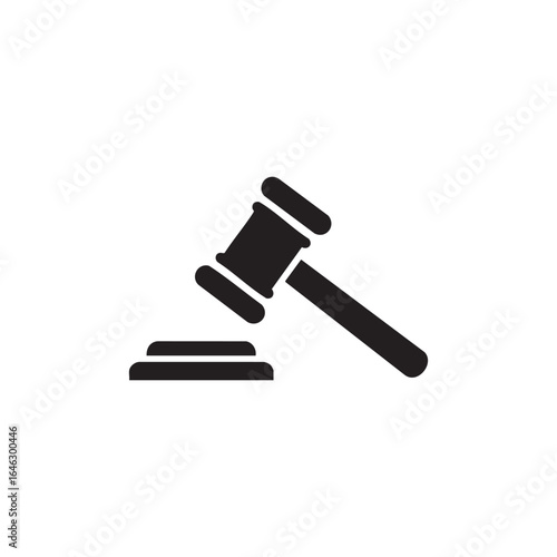 Black silhouette of a gavel and sounding block isolated on white background silhouette