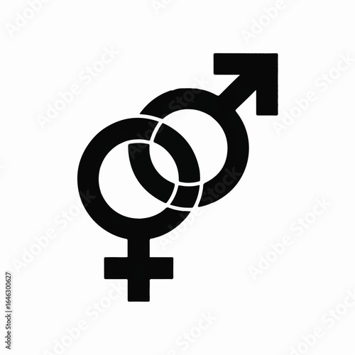 Classic gender symbols intertwined expressing love and unity, perfect for relationship blogs, social media, or inclusive designs, originally vector graphics