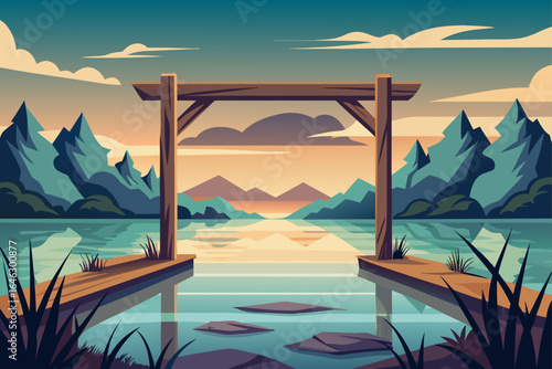 Flat Realistic Vector of a Monochrome Wooden Beam