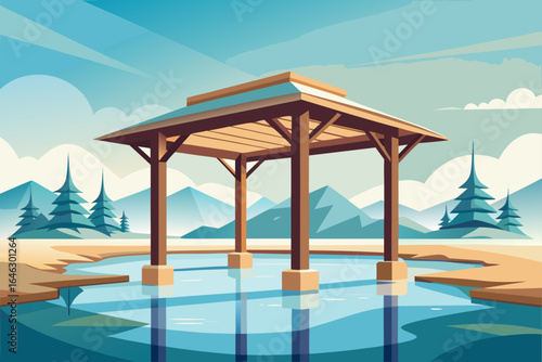 Minimal Realistic Vector of a Smooth Wooden Pergola