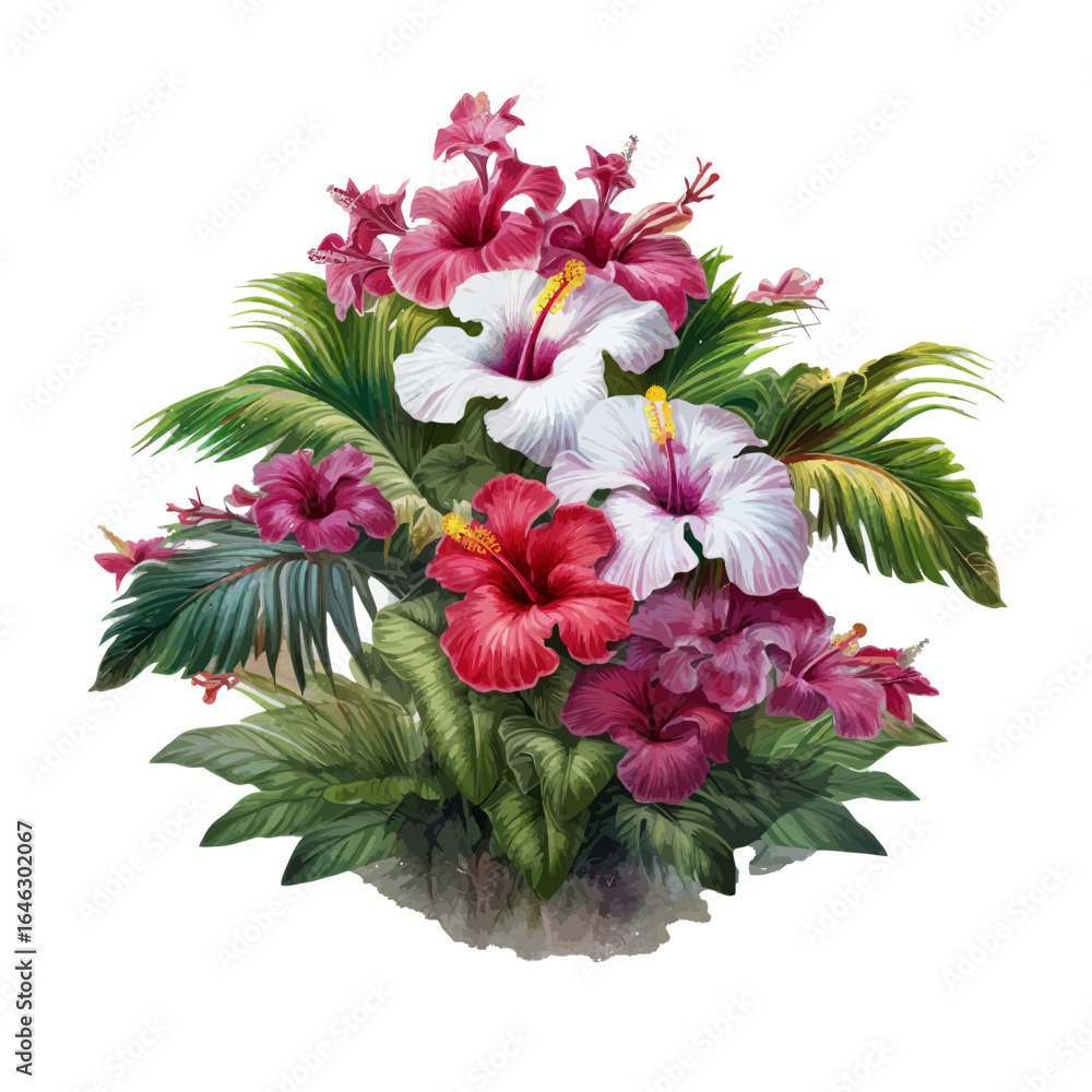 Obraz premium bouquet of hibiscus flowers isolated