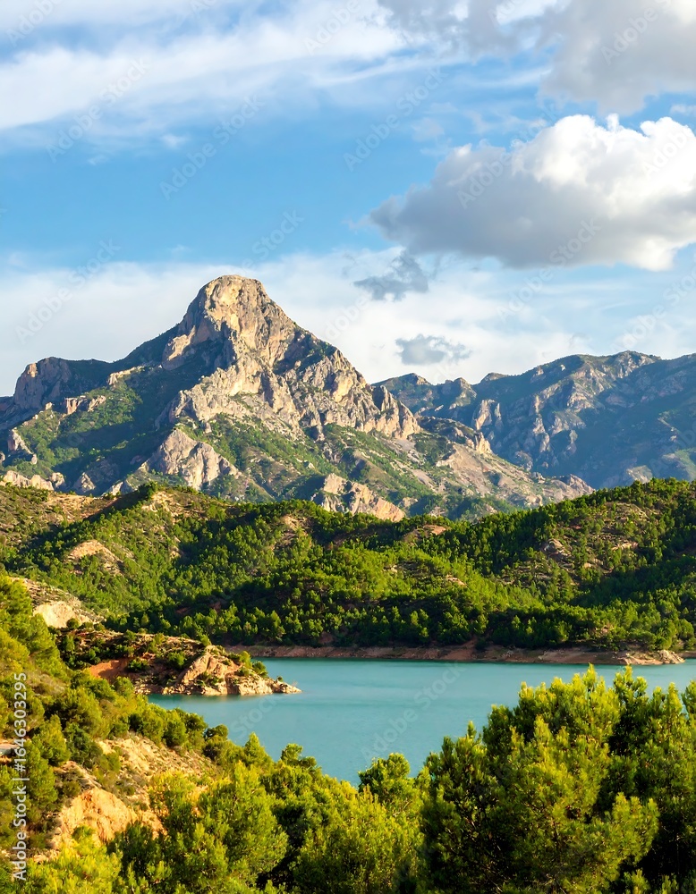 Fototapeta premium Mountain landscape with a reservoir