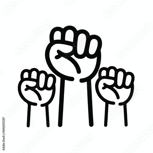 Empowerment through unity with raised fists, illustrating solidarity and strength, perfect for social justice campaigns and community activism projects