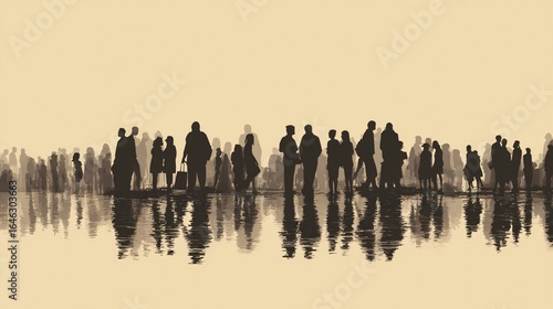 Silhouette of a Crowded People on Isolated Background