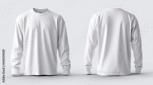 White Long Sleeve T-Shirt Front and Back View: Versatile Apparel Mockup