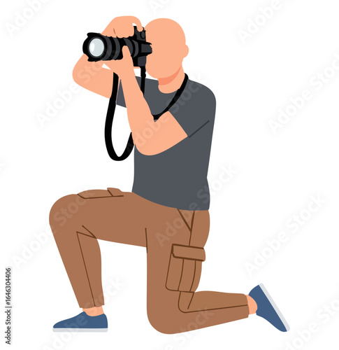 Minimal Flat Vector Male Photographer Illustration with DSLR Camera