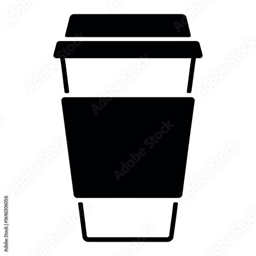Black Silhouette of a Coffee Cup with Sleeve icon beverage
