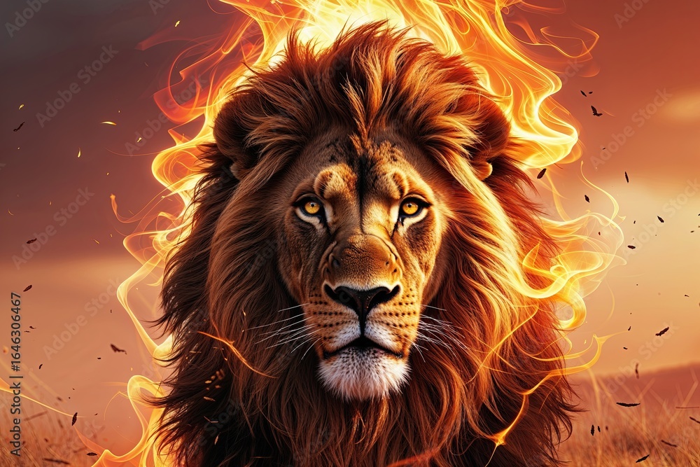 Naklejka premium Dynamic Lion Graphics for Engaging Storytelling in Heatwave Themes