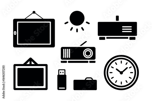 Collection Of Black Icons For Presentations And Technology