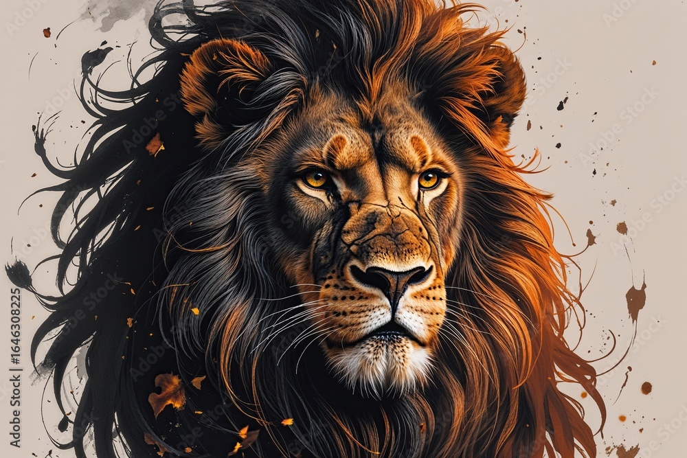 Naklejka premium Distinctive Charred Lion Artwork for Unique Home Decor