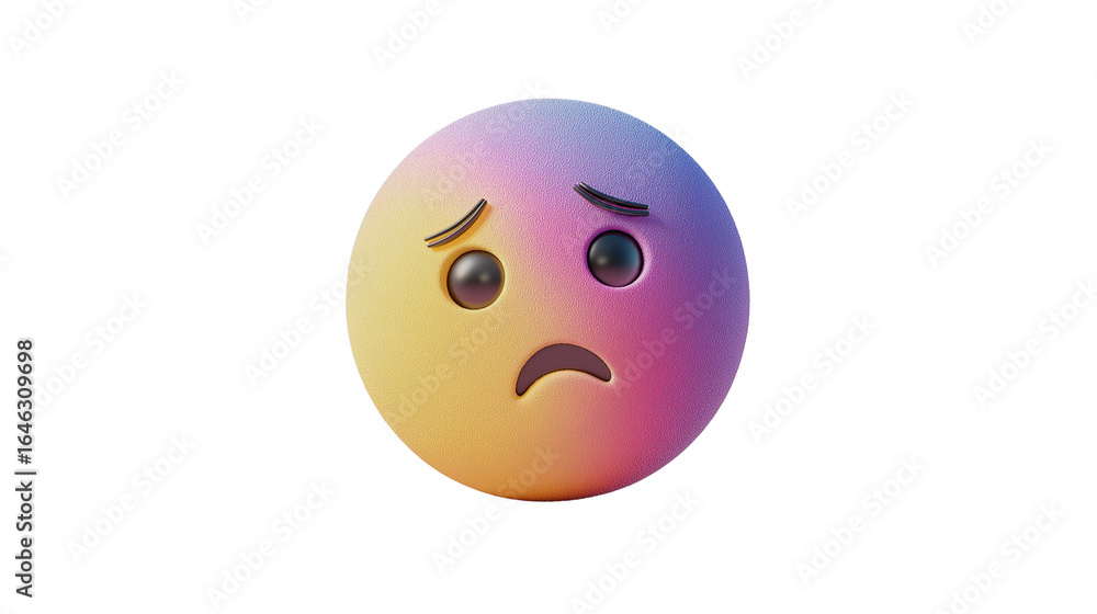 Fototapeta premium Confused face emoji with tilted head, soft pastel gradients, subtle shadow