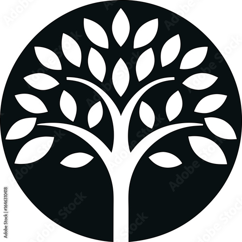 Minimalist oak tree roots icon, perfect for eco-friendly brands, wellness spas, and nature logos.