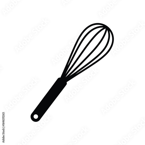 Simple black silhouette of a kitchen whisk
