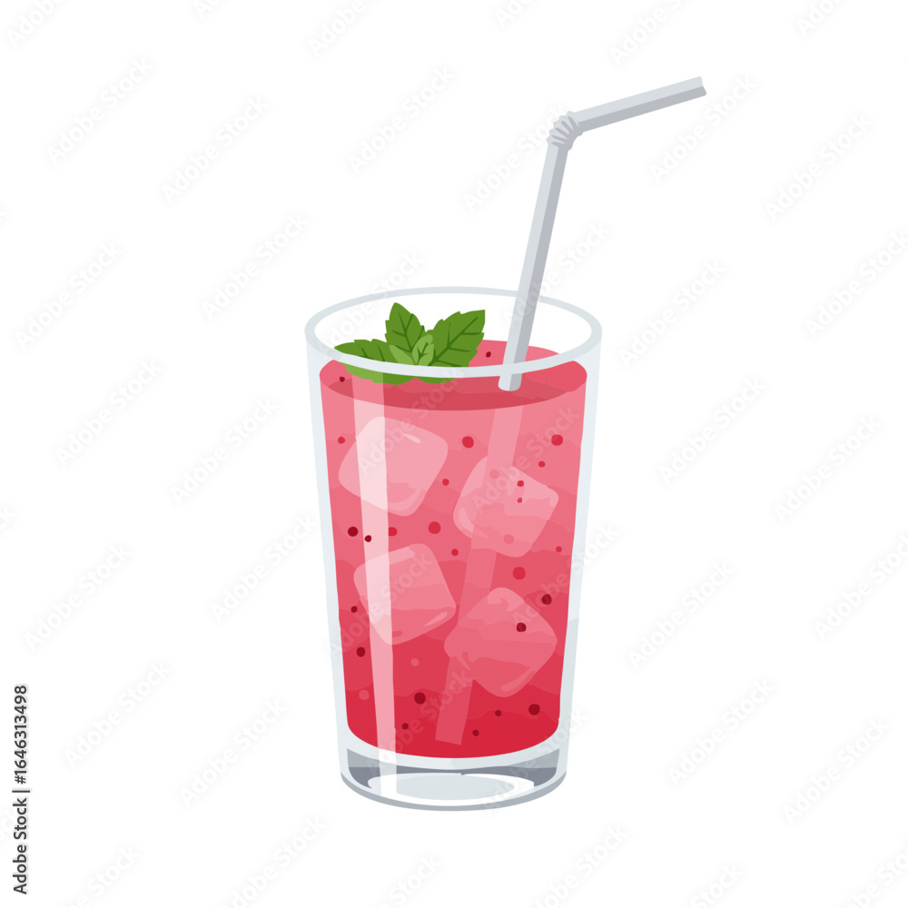 Vector illustration of iced herbal infusion on white background, refreshing drink Vector illustration of iced herbal infusion on white background, refreshing drink