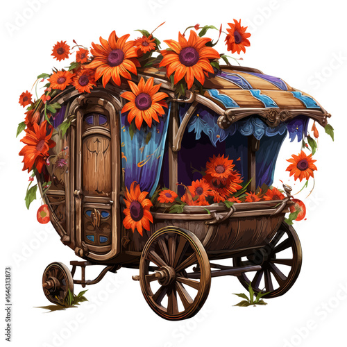 carriage with flowers