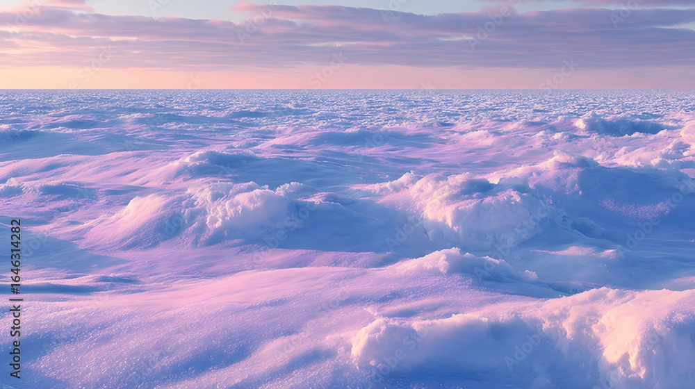 Fototapeta premium A vast expanse of frosted ice at dawn.