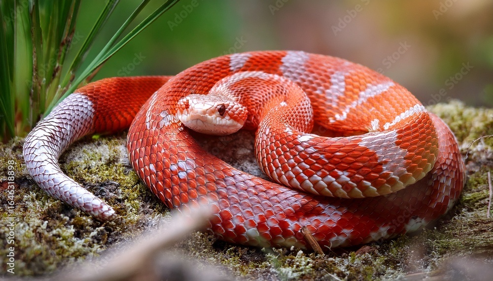 Fototapeta premium captivating red and white adder on display