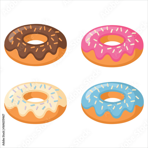 Wallpaper Mural Donuts set vector illustration flat design Torontodigital.ca