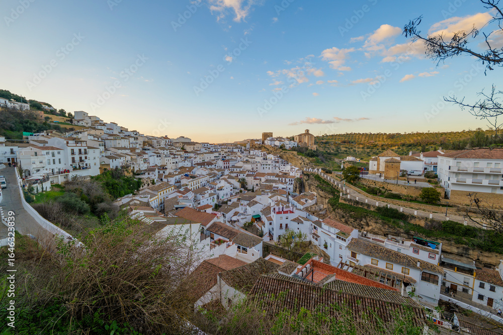 Fototapeta premium Setenil de las Bodegas, picturesque spanish town built into rock cliffs.