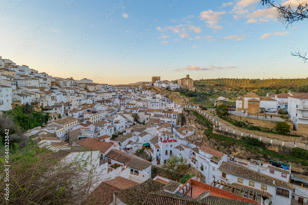 Fototapeta premium Setenil de las Bodegas, picturesque spanish town built into rock cliffs.