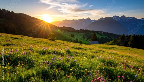 Fototapeta Naklejka Na Ścianę i Meble -  Mountain meadow sunset (3)