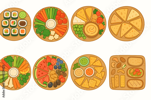 Food, snack outline icon set. healthy, appetizer, vegan icons line style collection