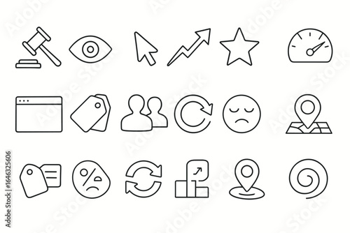 Business, analytics line icon set. market, strategy, and metrics outline collection