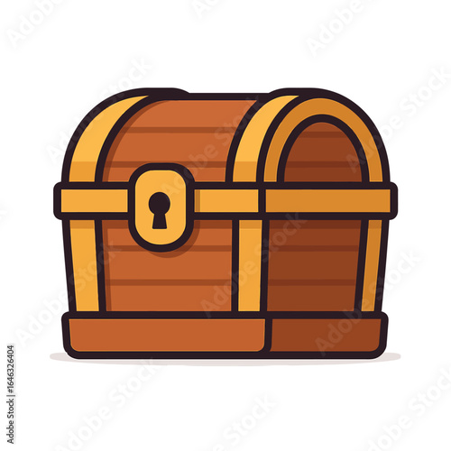 Classic Wooden Treasure Chest with Keyhole Adventure and Discovery Symbol