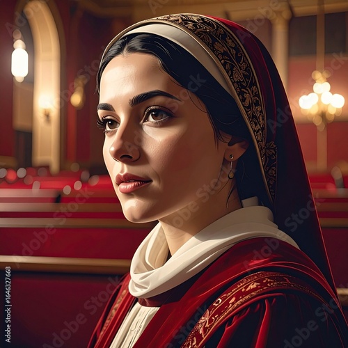 A woman in church