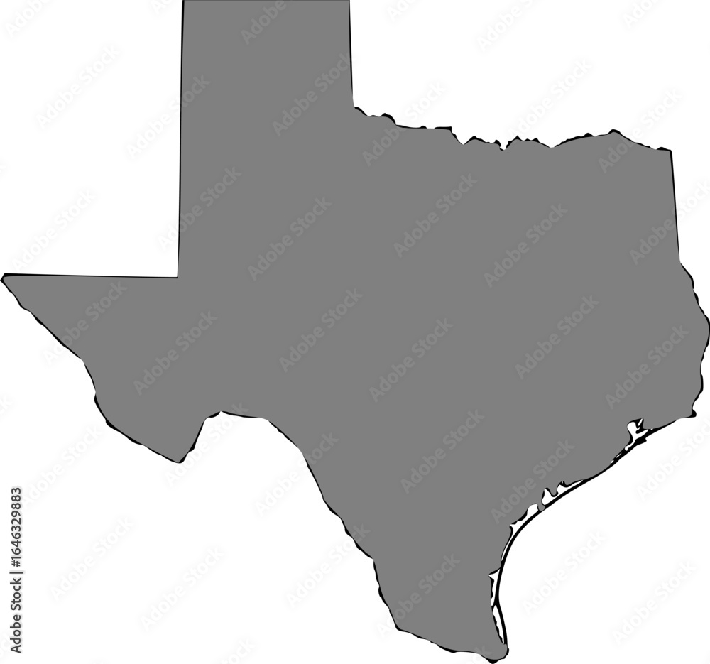 Fototapeta premium Texas, USA map in outline style, black color , gray color