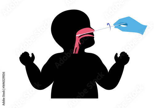 black silhouette child nasal swab test clip art preview