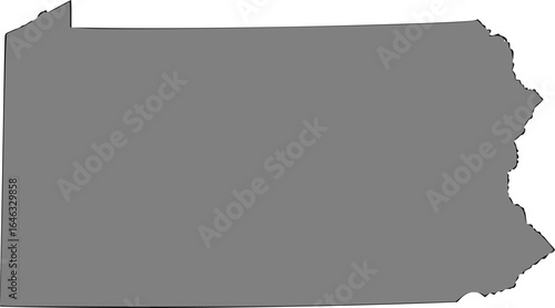 Pennsylvania state, USA map in outline style, black color , gray color