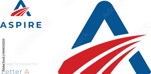 Logo design featuring the letter A with red and blue elements for aspiring brands and businesses