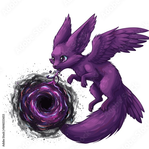 Creature That Eats Gravity Illustration White Background