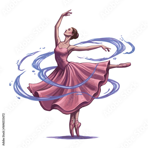 Dancer Whose Shadows Move Independently Illustration White Background