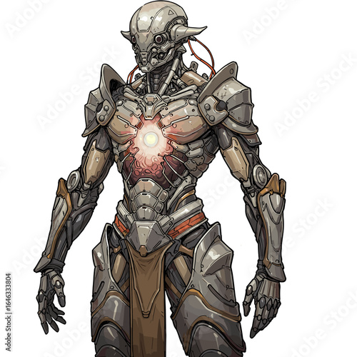 Warrior With Prosthetic Soul Illustration White Background
